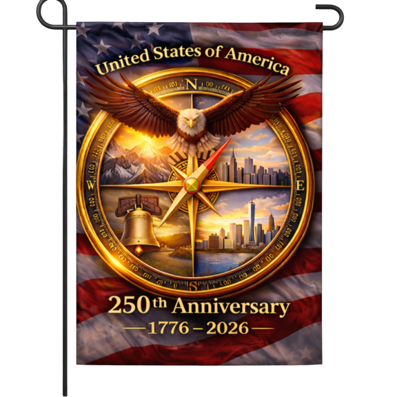 Lotusprint LLC USA Eagle Compass Garden Flag 12x18 inches, 250th Anniversary 1776 2026 Patriotic Flag Decor