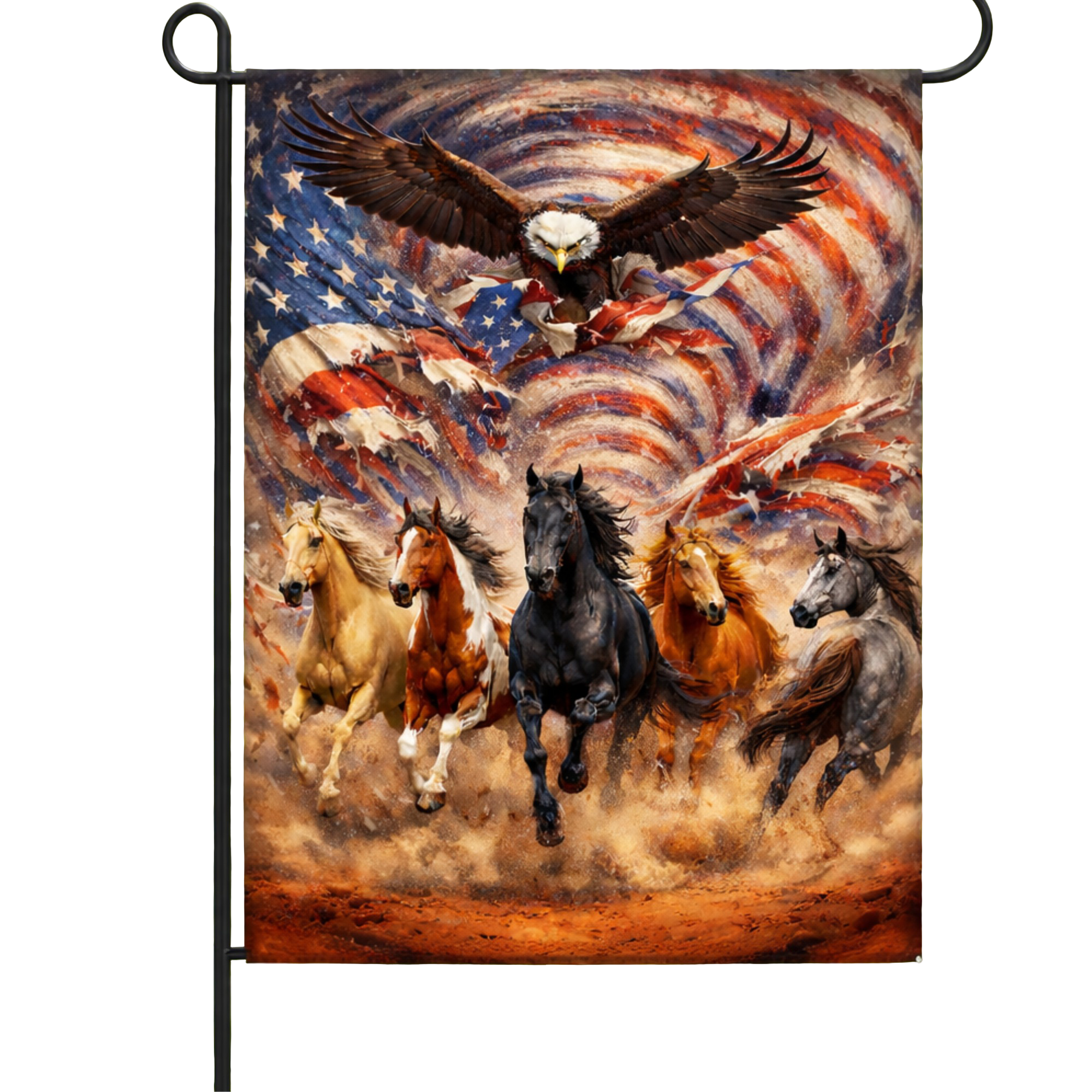 Lotusprint LLC USA Eagle Horse Garden Flag 12x18 inches, wildlife patriotic flag