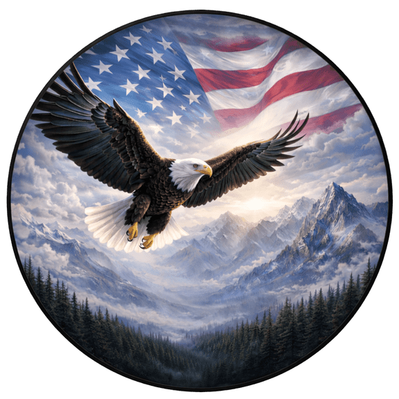 Lotusprint LLC USA Eagle Spare Tire Cover Without Backup Camera Hole, Patriotic America Flag Wheel Cover