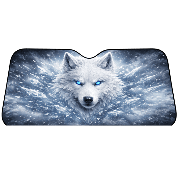Lotusprint LLC Wolf Animal Car Sunshade 57 x 27.5, wildlife car sun shade, wolf auto sunshade