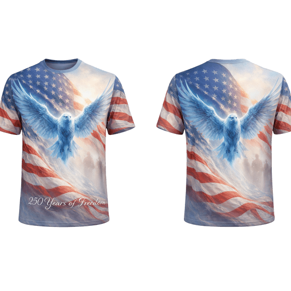 Lotusprinthandmade 250 Years Anniversary Eagle America Unisex T-shirt 3D Multicolor, Eagle America Flag Shirt