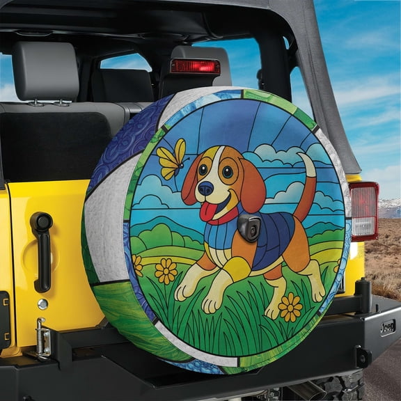 Lotusprinthandmade 3D Beagle Dog Spare Tire Cover With Backup Camera Hole 6 Sizes (34 in.), Cute Dog Lover Gift