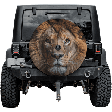 Lotusprinthandmade 3D Brave Lion Spare Tire Cover With Backup Camera Hole 6 Sizes (27 in.)