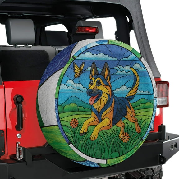 Lotusprinthandmade 3D German Shepherd Dog Spare Tire Cover Without Backup Camera Hole 6 Sizes (27 in.), Cute Dog Lover Gift