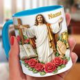 thumbnail image 1 of Lotusprinthandmade 3D Illusion Personalized Christian Faith Accent Mug 15oz, Flat 2D Print (Light Blue), 1 of 3