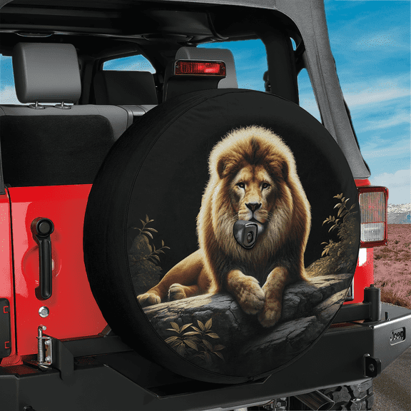 Lotusprinthandmade 3D Lion Lovers Spare Tire Cover With Backup Camera Hole 6 Sizes (35 in.), Lion Animal Tire Cover