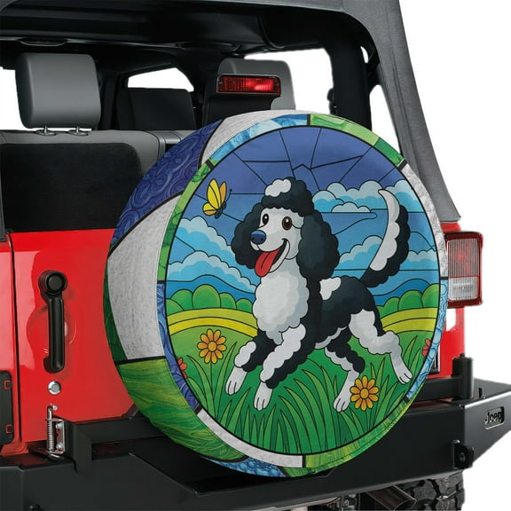 Lotusprinthandmade 3D Poodle Dog Spare Tire Cover Without Backup Camera Hole 6 Sizes (27 in.), Cute Dog Lover Gift