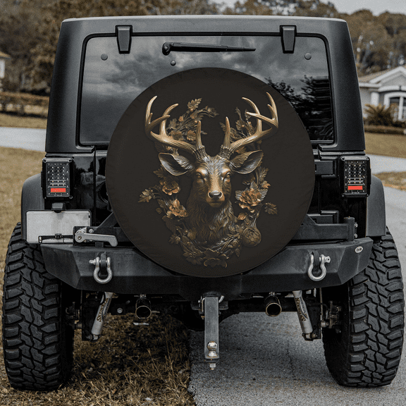 Lotusprinthandmade 3D Stunning For Deer Lover Spare Tire Cover Without Backup Camera Hole 6 Sizes (27 in.) , Christmas-Themed Tire Cover