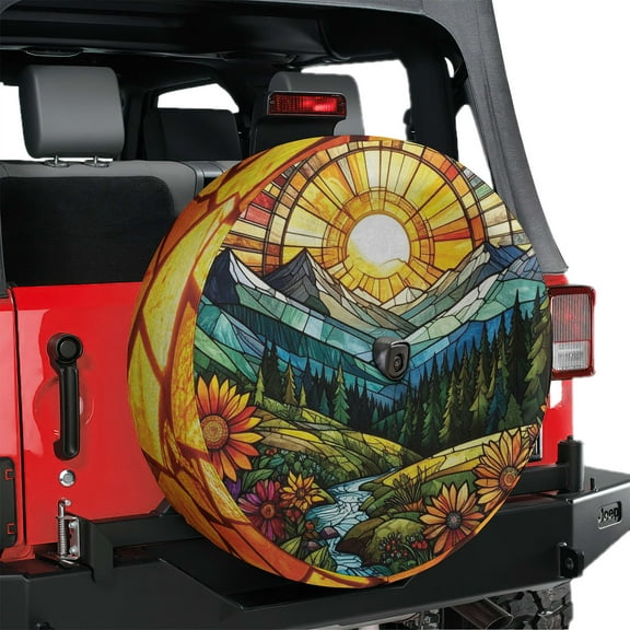 Lotusprinthandmade 3D Sunshine on Mountain Range Spare Tire Cover With Backup Camera Hole 6 Sizes (27 in.)