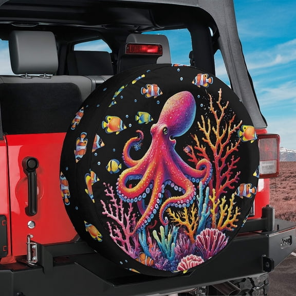 Lotusprinthandmade 3D Super Cute Octopus Spare Tire Cover Without Backup Camera Hole 29 in