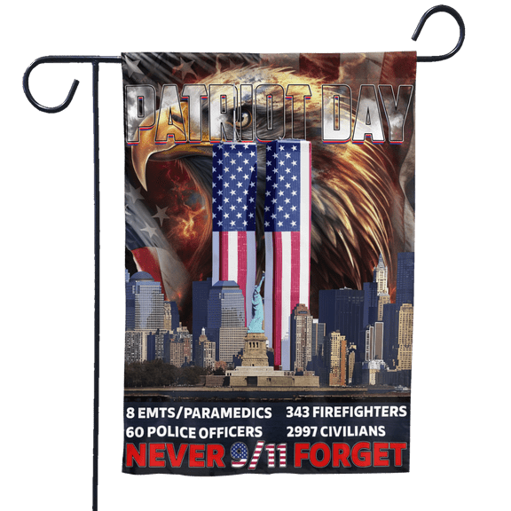 Lotusprinthandmade 9/11 Patriot Day Eagle America 100% Polyester Garden Flag 12x18 inches
