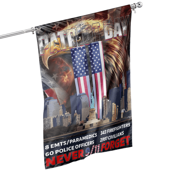 Lotusprinthandmade 9/11 Patriot Day Eagle America 100% Polyester House Flag 29.5 x 39.5 inches