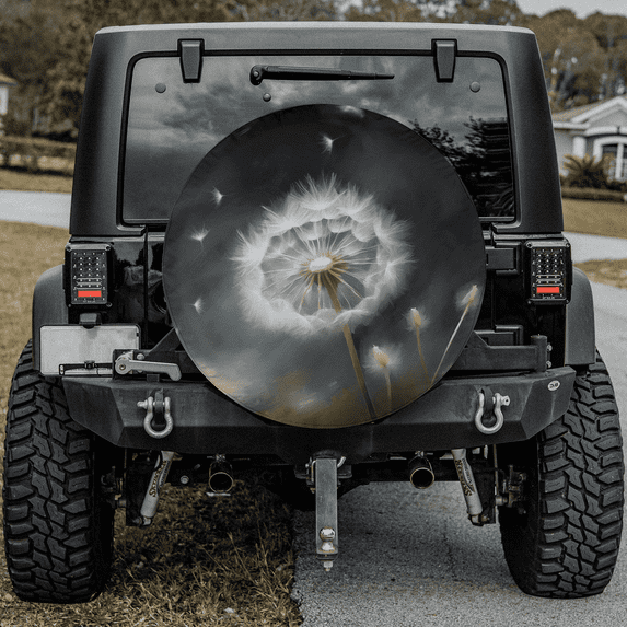 Lotusprinthandmade Abstract Dandelion Flower Spare Tire Cover Without Backup Camera Hole 6 Sizes (29 in.)