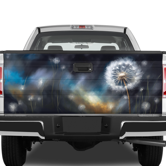 Lotusprinthandmade Abstract Dandelion Flower Vinyl Graphic Tailgate Wrap for Truck, 24"x58"