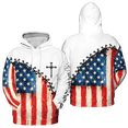 thumbnail image 1 of Lotusprinthandmade 250th America Anniversary National Flag Hoodie 3D Multicolor (S), 1 of 5