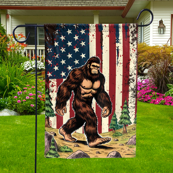 Lotusprinthandmade America Bigfoot Forest 100% Polyester Garden Flag 12x18 inches