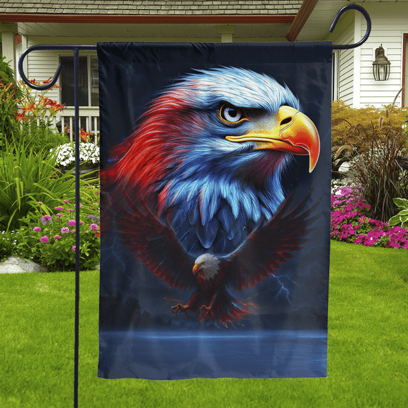 Lotusprinthandmade America Eagle 100% Polyester Garden Flag 28x40 inches, Outdoor hanging flag, Outdoor America flag