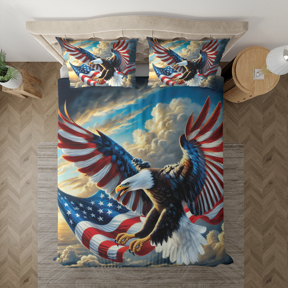 Patriotic Bow 3-Piece Quilted Bedding Set GFTOMA1769 main image 0