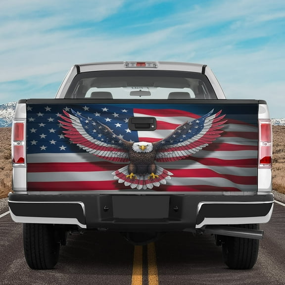 Lotusprinthandmade America Eagle Patriotic Tailgate Wrap 2 Sizes (24"x58"), patriotic eagle vinyl wrap, america style patriotic tailgate sticker