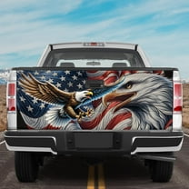 Lotusprinthandmade America Flag Eagle 3D Tailgate Wrap 2 Sizes (24"x58"), Patriotic Eagle Vinyl Wrap