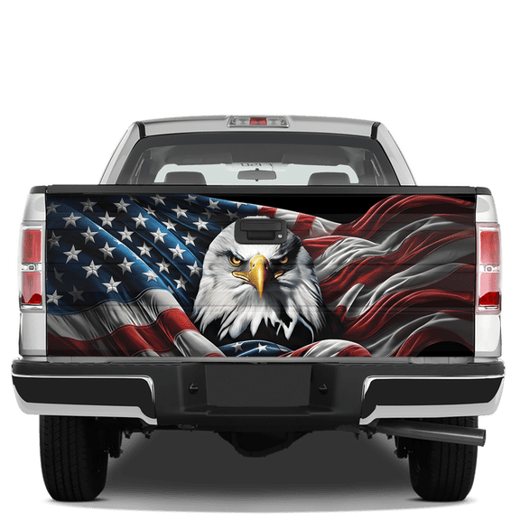 Lotusprinthandmade America Flag Eagle Tailgate Wrap 2 Sizes (24"x58"), eagle patriotic tailgate wrap, america flag eagle truck wrap
