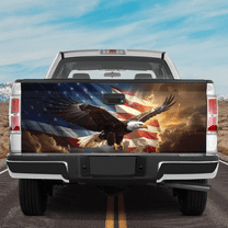 Lotusprinthandmade America Flag Eagle Tailgate Wrap 2 Sizes (24"x58"), patriotic eagle truck tailgate wrap, us flag eagle tailgate decal
