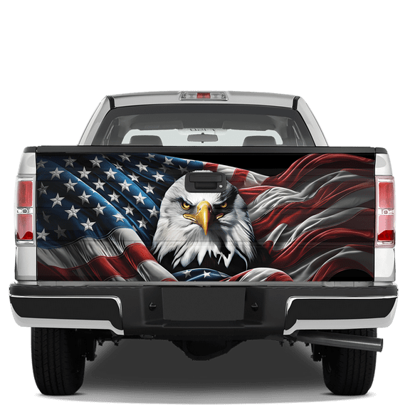 Lotusprinthandmade America Flag Eagle Tailgate Wrap 2 Sizes (26"x66"), eagle patriotic tailgate wrap, america flag eagle truck wrap