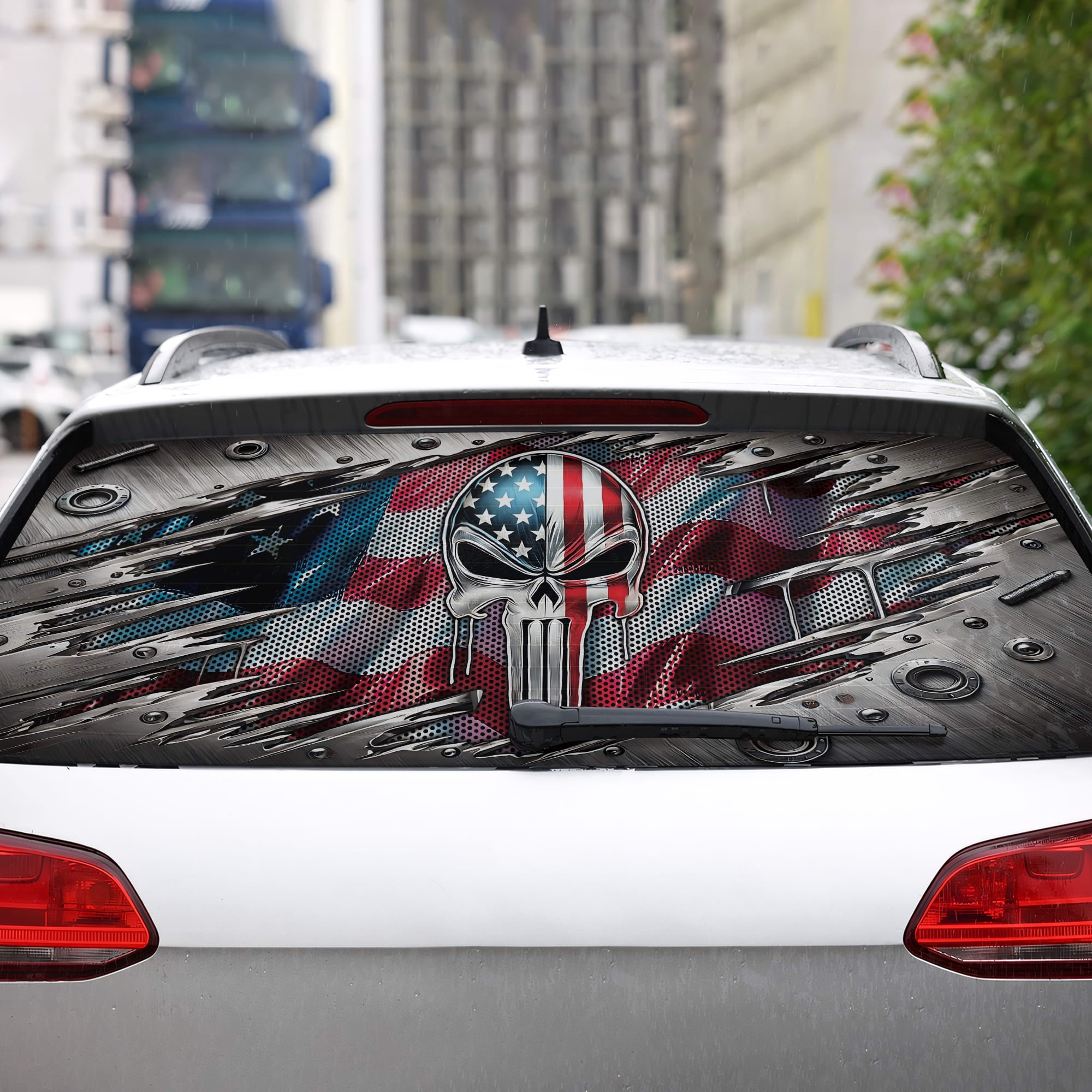 Lotusprinthandmade America Flag Skull Skeleton Rear Window Car Decal 3 ...