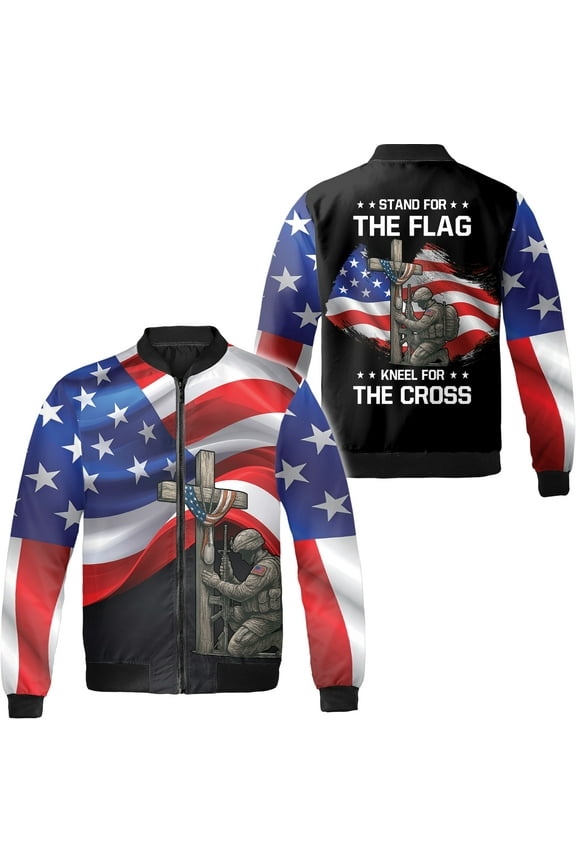America Flag US Veteran Bomber Jacket S-5XL Multicolor (S), patriotic veteran bomber jacket, us flag veteran bomber coat