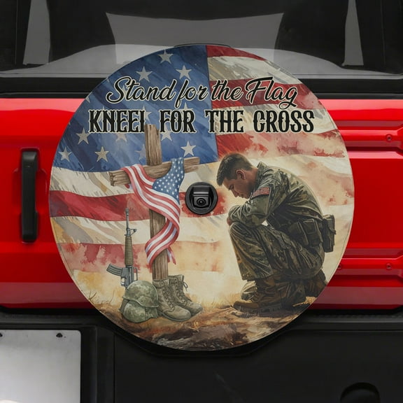 Lotusprinthandmade America Flag US Veteran Patriotic Spare Tire Cover With Backup Camera Hole 6 Sizes (27 in.), america flag spare tire cover