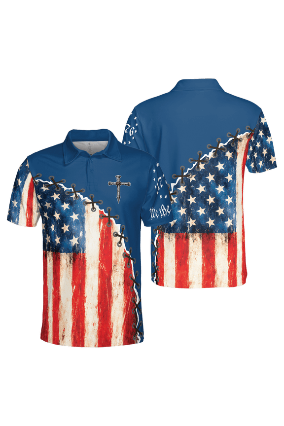America Flag Veteran Eagle Men Polo Shirt (S)