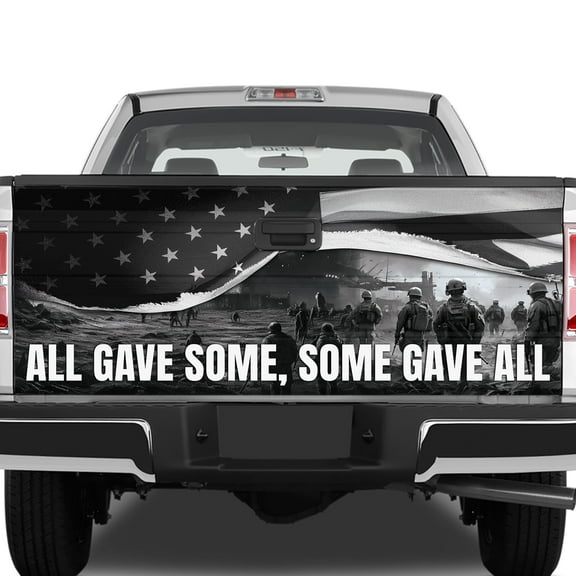 Lotusprinthandmade America Flag Veteran Eagle Tailgate Wrap 2 Sizes (24"x58"), veteran themed tailgate wrap
