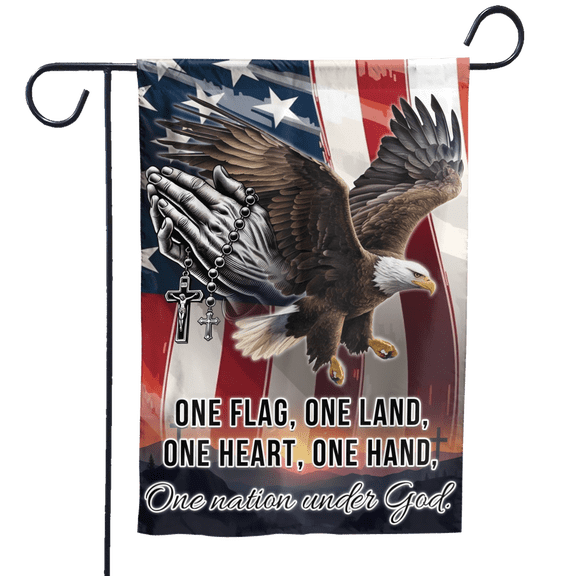 Lotusprinthandmade America US Flag Eagle One Nation Patriotic Spirit 100% Polyester Garden Flag 12x18 inches