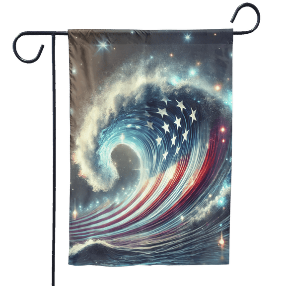 Lotusprinthandmade America US Flag Wave Patriotic Garden Flag, Multicolor