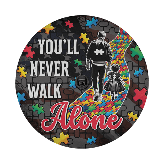 Lotusprinthandmade Autism Awareness Father Daughter Spare Tire Cover With Backup Camera Hole