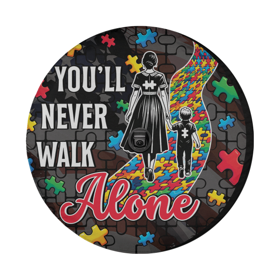 Lotusprinthandmade Autism Awareness Mother Son Spare Tire Cover With Backup Camera Hole