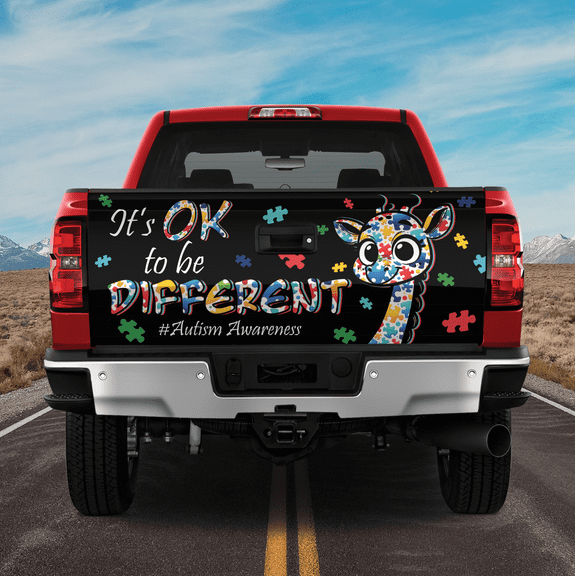 Lotusprinthandmade Autism Awareness Tailgate Wrap 24"x58", Autism Tailgate Decal Sticker Wrap