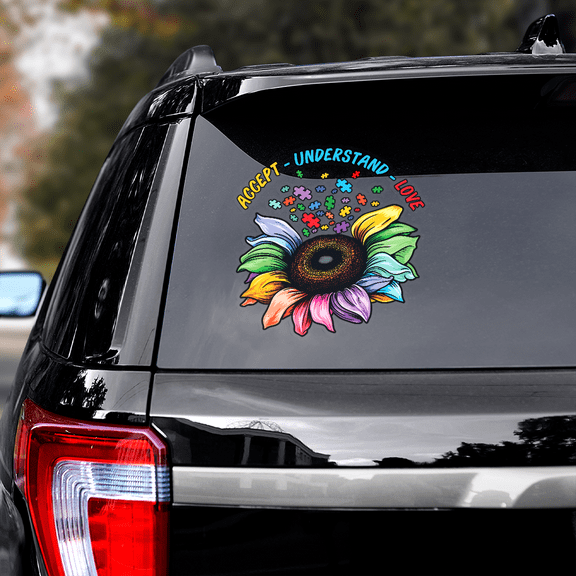 Lotusprinthandmade Autism Awareness Transparent Vinyl Decal 4 Sizes (6x9 Inches), Autism Car Decal