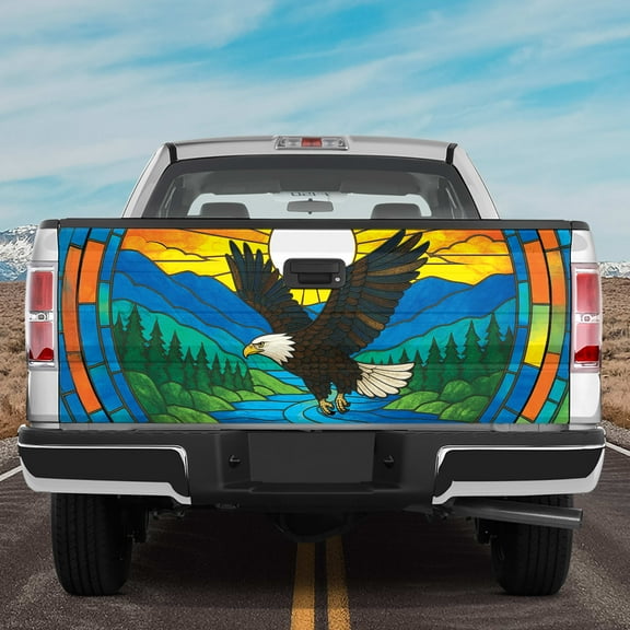 Lotusprinthandmade Bald Eagle Animal 3D Tailgate Wrap 2 Sizes (24"x58"), Animal Graphic Tailgate Wrap