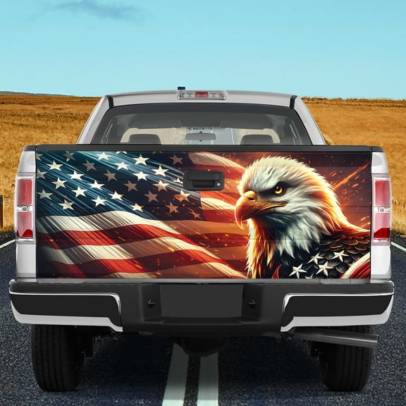 Lotusprinthandmade Bald Eagle Patriotic Tailgate Wrap 2 Sizes (24"x58"), patriotic eagle tailgate wrap, bald eagle truck decal