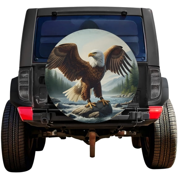 Lotusprinthandmade Bald Eagle Spare Tire Cover Without Backup Camera Hole 6 Sizes (28 in.), eagle design wheel protector