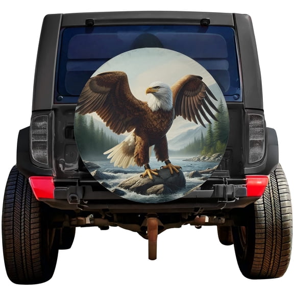 Lotusprinthandmade Bald Eagle Spare Tire Cover Without Backup Camera Hole 6 Sizes (35 in.)