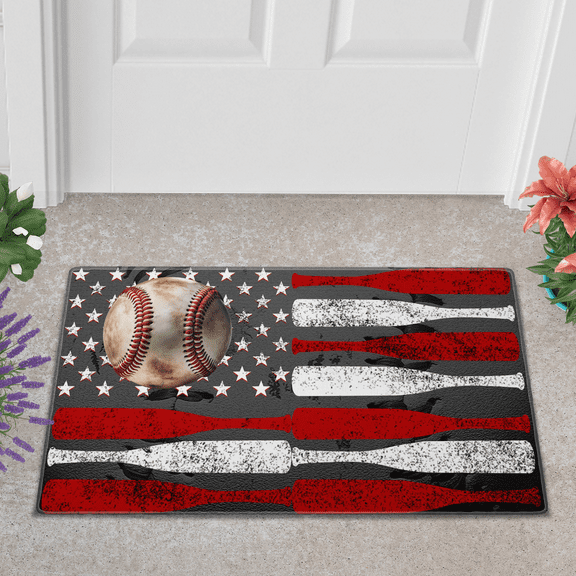 Lotusprinthandmade Baseball Plate Home Welcome Doormat 6 Sizes (18" x24"), Baseball Home Plate Doormat, Baseball-Themed Welcome Mat