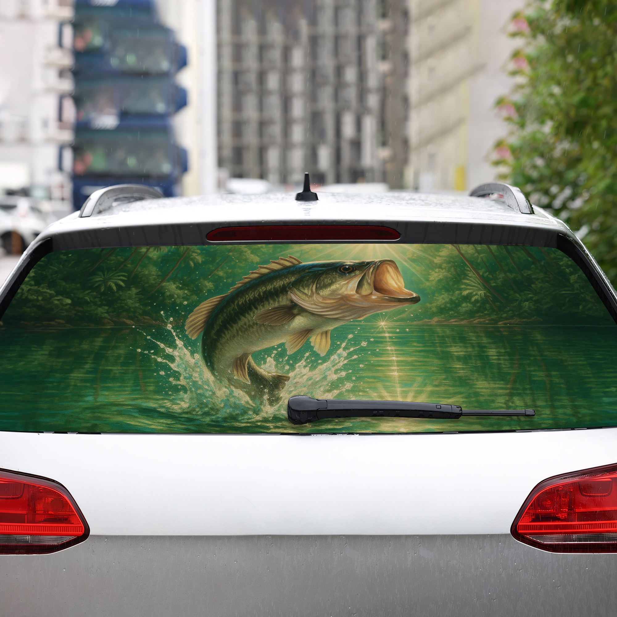 DW 'Fish On' Bass Fishing Decal Sticker - White Vinyl For Cars, Trucks, Laptops, Windows