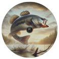 thumbnail image 1 of Lotusprinthandmade Bass Jumping Fishing Spare Tire Cover With Backup Camera Hole 6 Sizes, fish spare tire cover, fishing spare tire cover, fish tire cover, 1 of 8