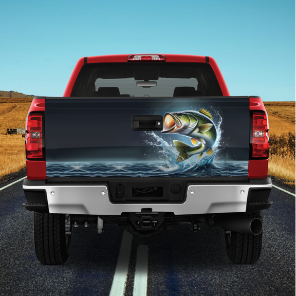 Lotusprinthandmade Bass Sea Bass Fishing Tailgate Wrap 2 Sizes (24"x58")