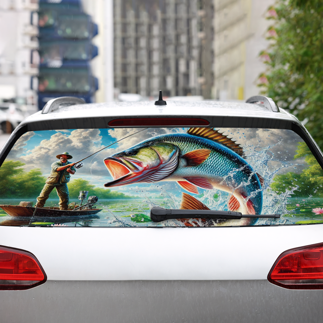Lotusprinthandmade Bass Seabass Fishing Rear Window Car Decal 3 Sizes