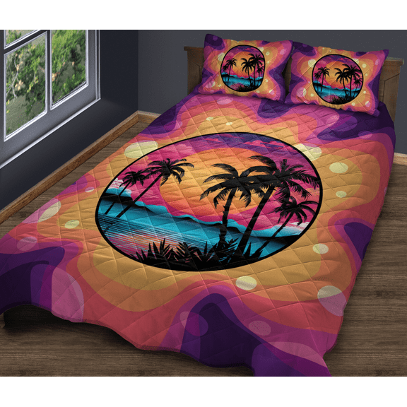 Lotusprinthandmade Beach Quilt Bedding Set (White Binding) 5 Sizes (Made in Vietnam) (55x60), beach quilt bedding collection