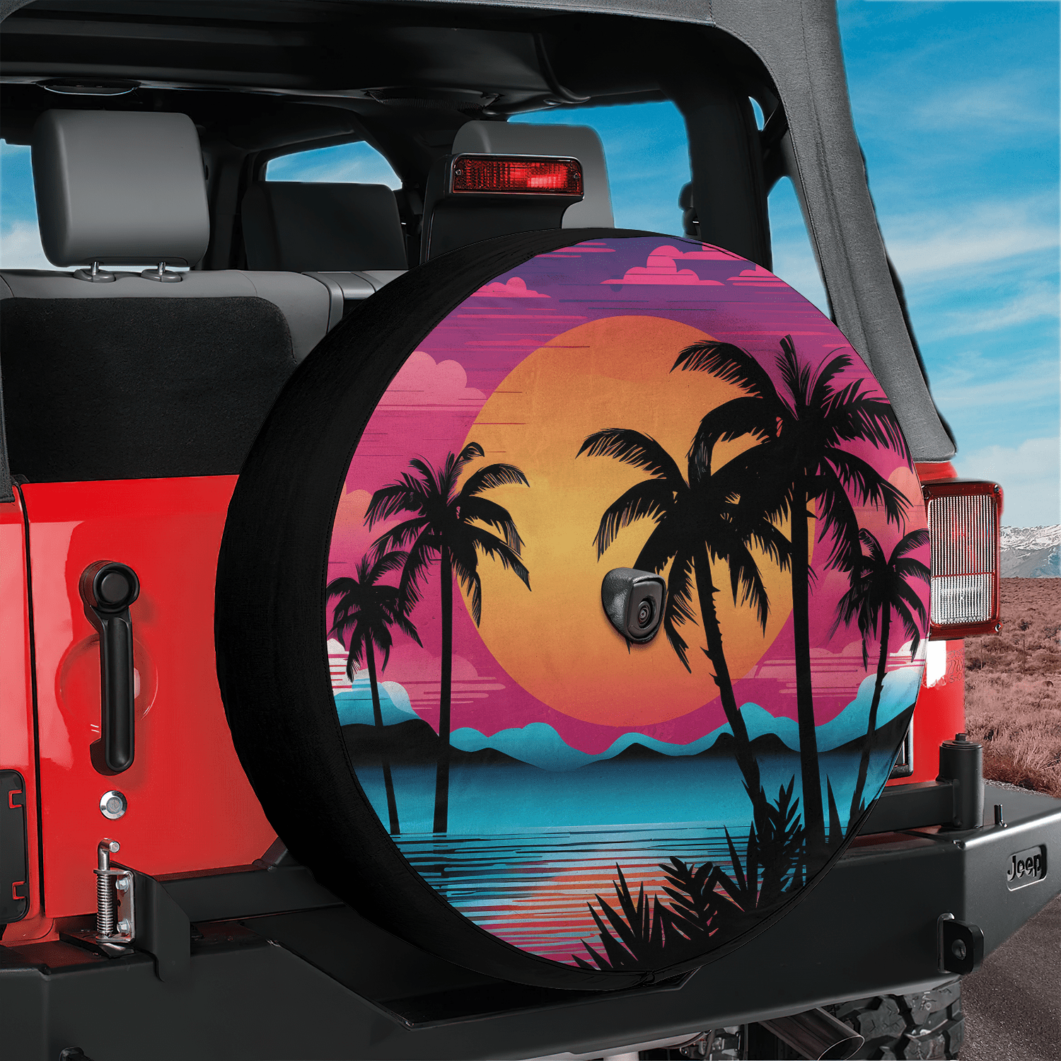 Spare Tire Cover Tropical Parrot Macaw With Sunglass & Cocktail