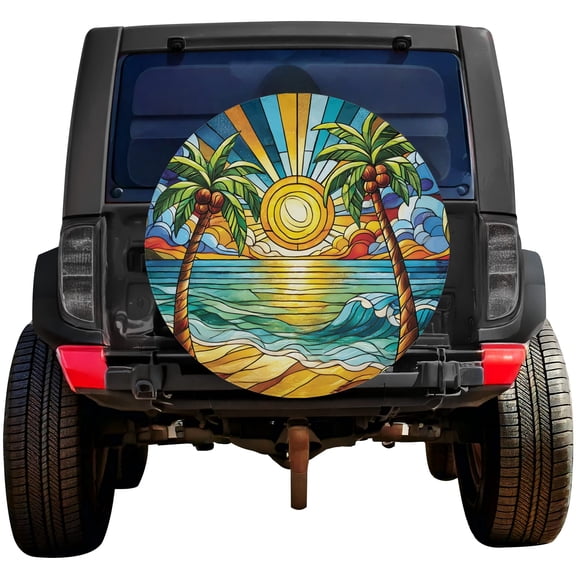 Lotusprinthandmade Beach Sunset Spare Tire Cover Without Backup Camera Hole 35 in